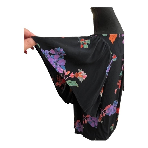 Anthropologie Maeve Black Floral Flutter Sleeve Blouse S - Picture 7 of 10